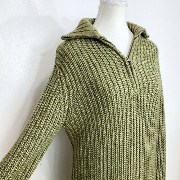 RUBY MOON GREEN KNIT ZIPPED MOCK NECK LONG SLEEVE SWEATER DRESS - S - Picture 6 of 11